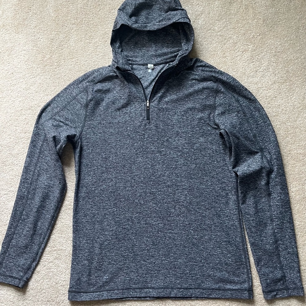 Lululemon Men’s Surge Half Zip Hoodie long sleeve, sz Medium, Heather Black/Char
